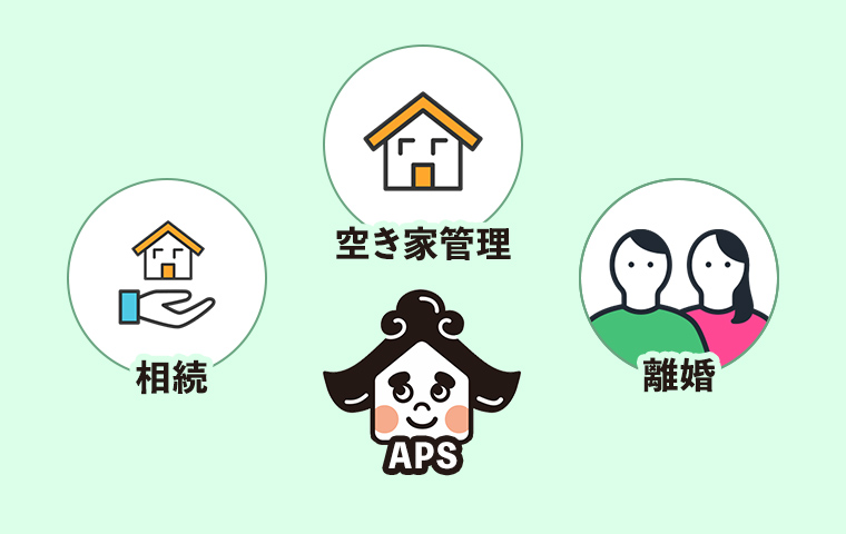 相続・空き家管理・離婚時の不動産問題解決サポート図